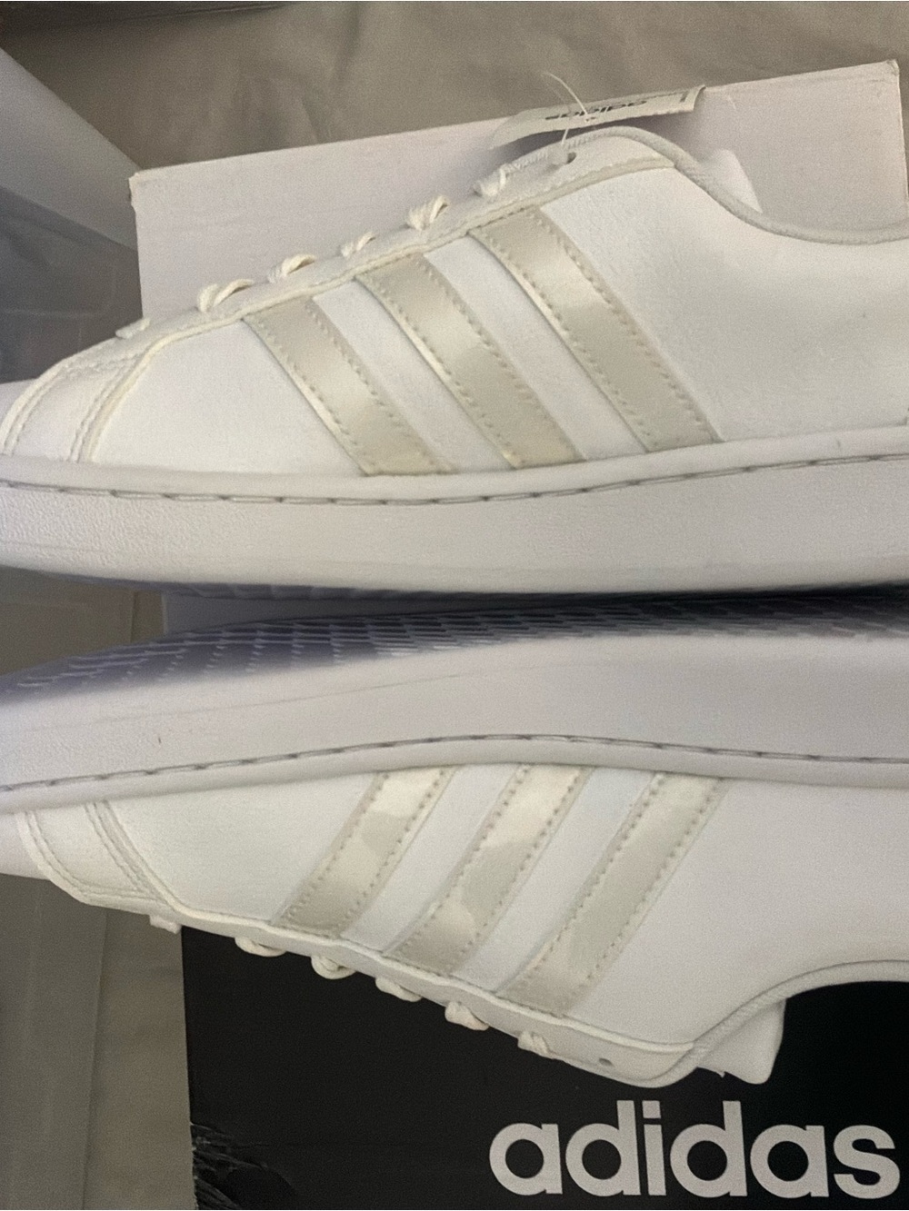 Adidas Grand Court Sneakers Women's Size 9.5 White Pearl Accent | New with Tags